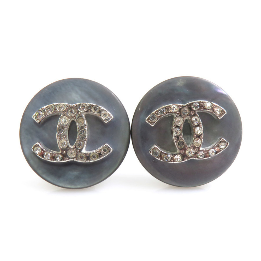 CHANEL Silver Logo Earrings